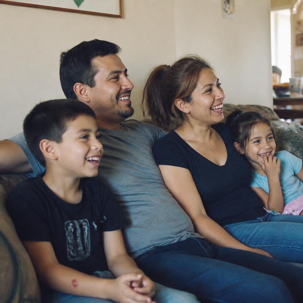 Immigrant family together at home in the United States
