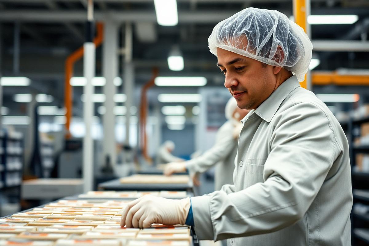 Production line worker in a modern factory